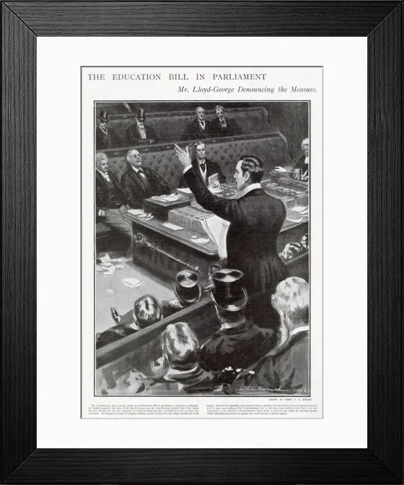 Framed Print : David Lloyd-George denouncing the measures to make the control of religious teaching to Framed Print : David Lloyd-George denouncing the measures to make the control of religious teaching to
