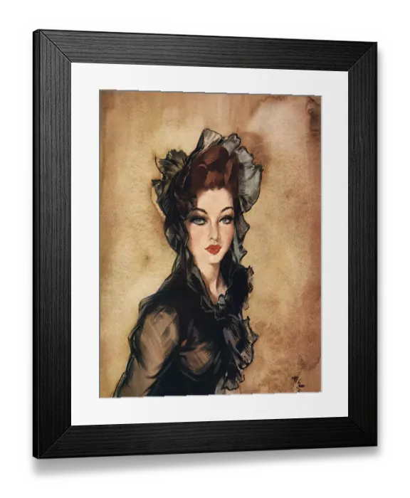 Framed Print : Lovely illustration of a woman with reddish brown hair and blue eyes Framed Print : Lovely illustration of a woman with reddish brown hair and blue eyes