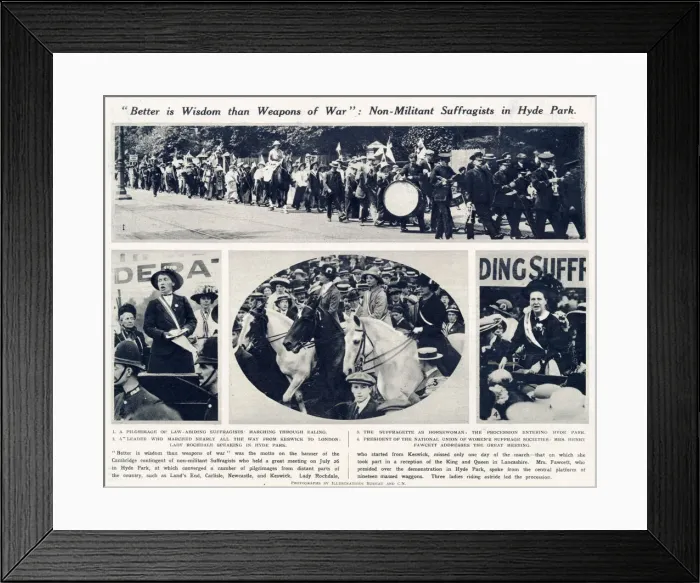 Framed Print : Womens Suffrage Pilgrimage of July 1913 was a peaceful march in Ealing and Hyde Park Framed Print : Womens Suffrage Pilgrimage of July 1913 was a peaceful march in Ealing and Hyde Park
