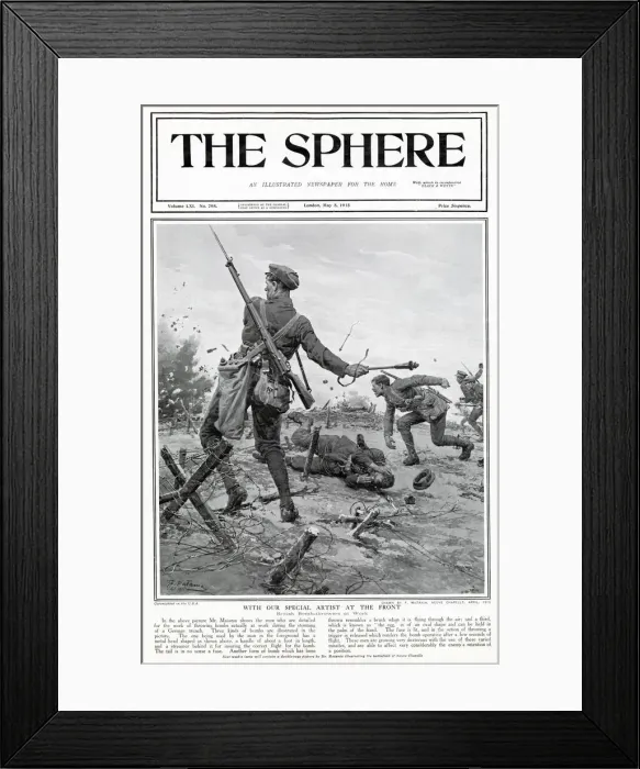 Framed Print : British soldier about to throw a hand grenade, during the storming of a German trench Framed Print : British soldier about to throw a hand grenade, during the storming of a German trench