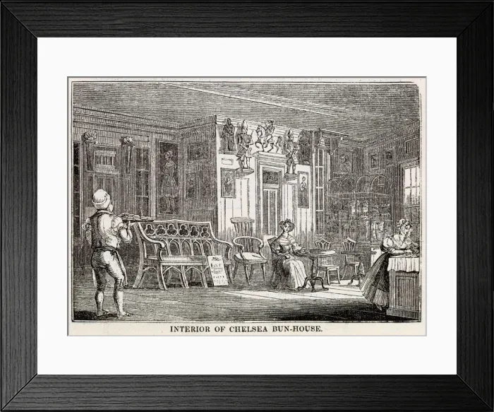 Framed Print : Interior of the Chelsea Bun House in 1839, originator of the Chelsea bun Framed Print : Interior of the Chelsea Bun House in 1839, originator of the Chelsea bun