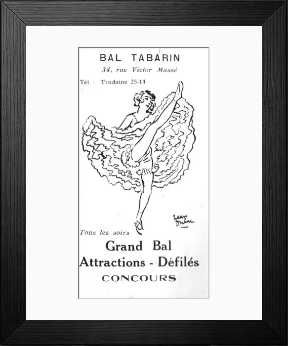 Framed Print : Advert for Bal Tabarin, 34 Rue Victor Masse Date: 1920s Framed Print : Advert for Bal Tabarin, 34 Rue Victor Masse Date: 1920s