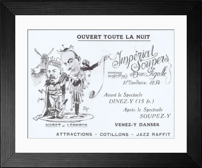 Framed Print : Advert for Imperial Soupers, 59 Rue Pigalle, Montmartre Date: 1920s Framed Print : Advert for Imperial Soupers, 59 Rue Pigalle, Montmartre Date: 1920s
