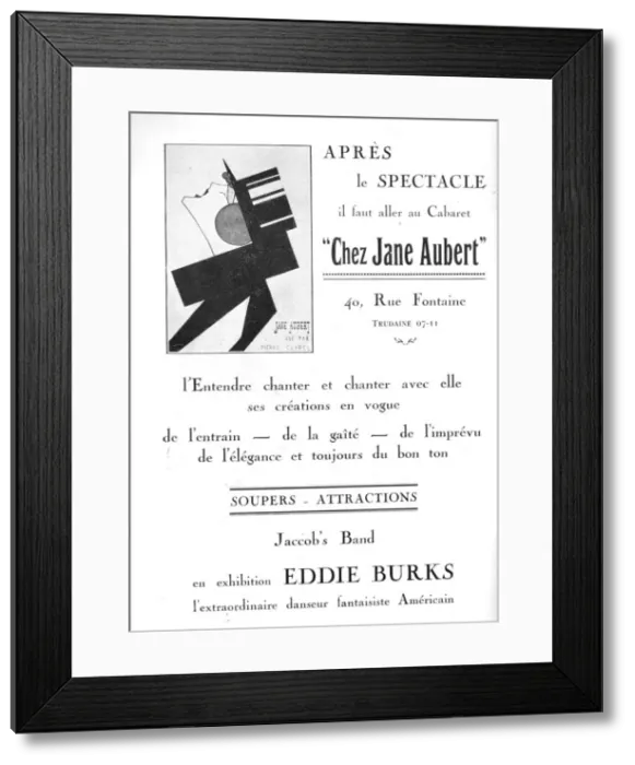 Framed Print : Advert for Chez Jane Aubert, 40 Rue Fontaine, Paris Date: 1920s Framed Print : Advert for Chez Jane Aubert, 40 Rue Fontaine, Paris Date: 1920s