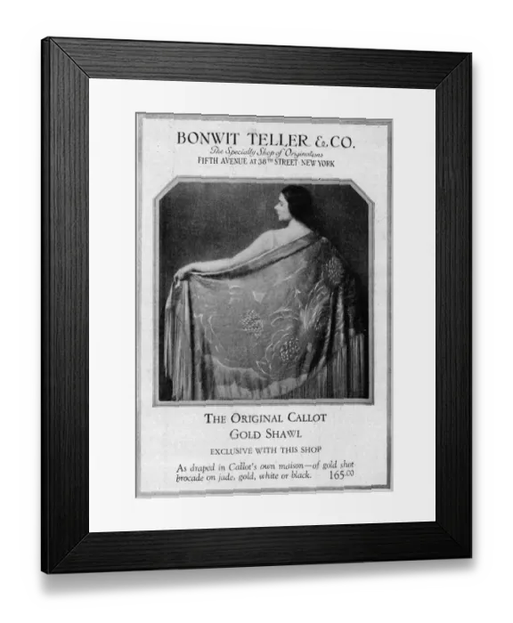 Framed Print : Advert for Bonwit Teller, 5th Avenue at 38th Street, New York - the original Challot gold Framed Print : Advert for Bonwit Teller, 5th Avenue at 38th Street, New York - the original Challot gold