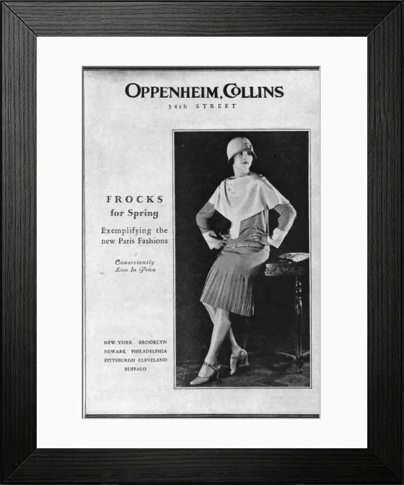 Framed Print : Advert for Oppenheim Collins & Co New York - frocks for Spring Date: 1929 Framed Print : Advert for Oppenheim Collins & Co New York - frocks for Spring Date: 1929