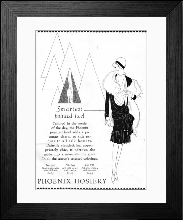Framed Print : Advert for Phoenix Hosiery, New York Date: 1928 Framed Print : Advert for Phoenix Hosiery, New York Date: 1928