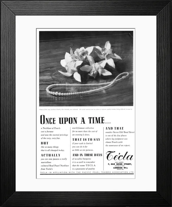 Framed Print : Advert for Tecla pearls (London) Date: 1938 Framed Print : Advert for Tecla pearls (London) Date: 1938