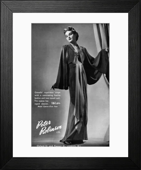Framed Print : Advert for Peter Robinson, London featuring modern gowns Date: 1938 Framed Print : Advert for Peter Robinson, London featuring modern gowns Date: 1938