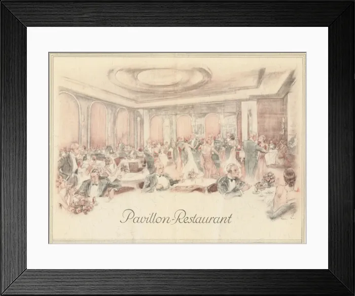 Framed Print : Sketch of the Pavillon Restaurant in the Eden Hotel, Berlin (1920s) Date: 1920s