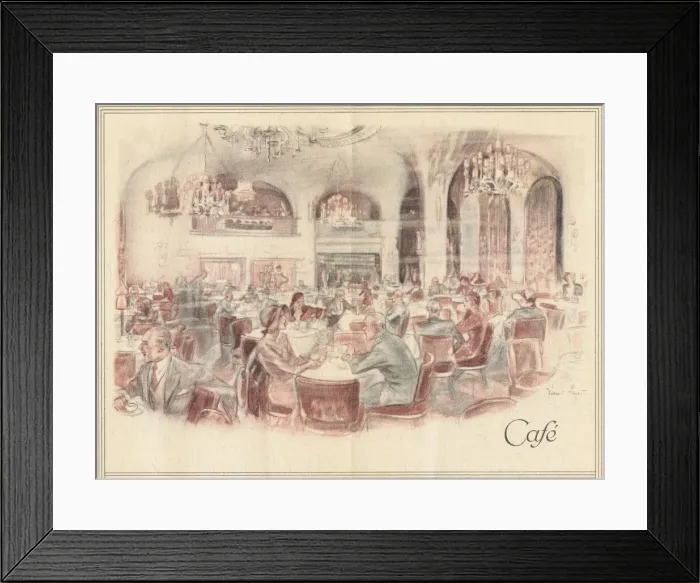 Framed Print : Sketch of the Cafe in the Eden Hotel, Berlin (1920s) Date: 1920s Framed Print : Sketch of the Cafe in the Eden Hotel, Berlin (1920s) Date: 1920s