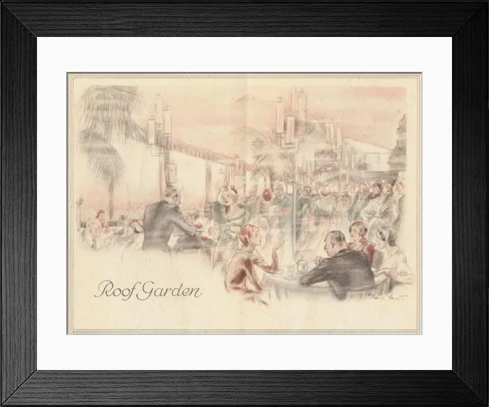 Framed Print : Sketch of the Roof Garden in the Eden Hotel, Berlin (1920s) Date: 1920s Framed Print : Sketch of the Roof Garden in the Eden Hotel, Berlin (1920s) Date: 1920s