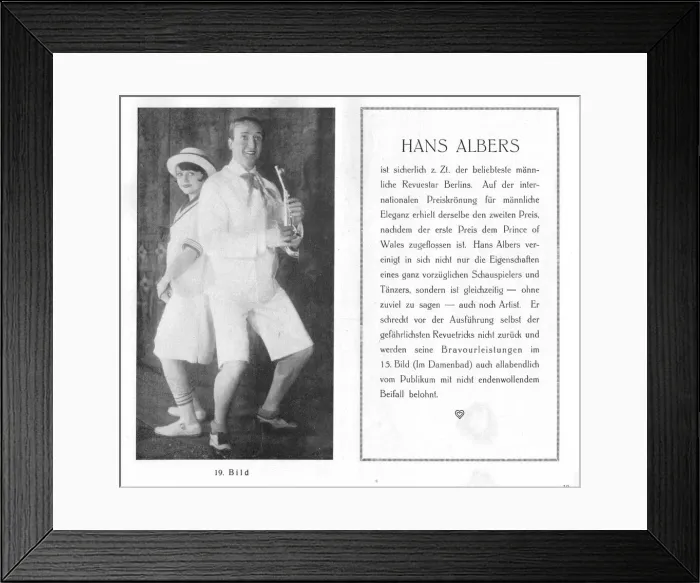 Framed Print : Two performers, including Hans Albers in James Klein Framed Print : Two performers, including Hans Albers in James Klein