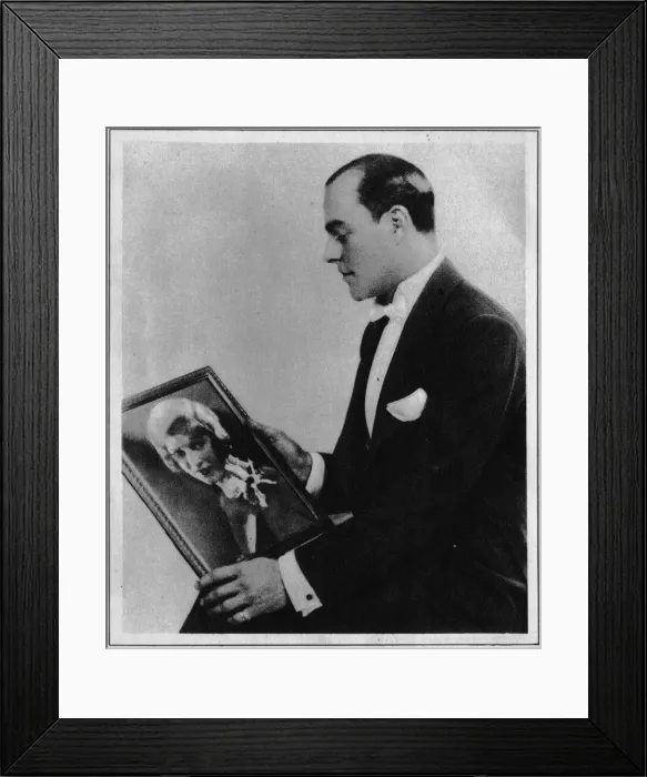 Framed Print : A portrait of Maurice Mouvet, July 1925. In a reminiscent mood over a portrait of his Framed Print : A portrait of Maurice Mouvet, July 1925. In a reminiscent mood over a portrait of his