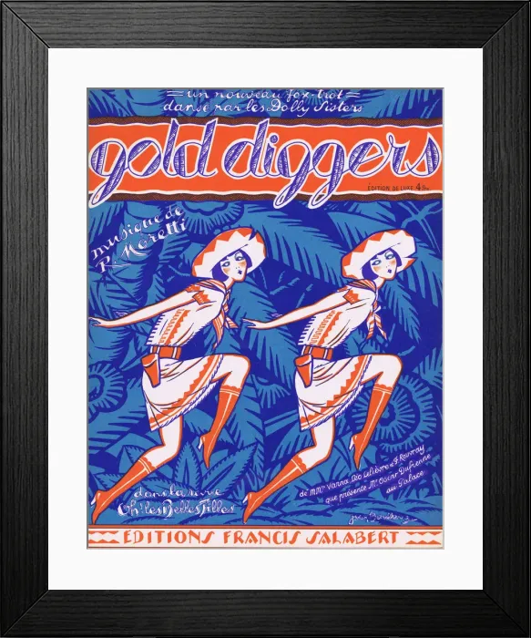 Framed Print : Sheet music for Gold Diggers featuring the Dolly Sisters in Oh Les Belles Filles, Paris Framed Print : Sheet music for Gold Diggers featuring the Dolly Sisters in Oh Les Belles Filles, Paris