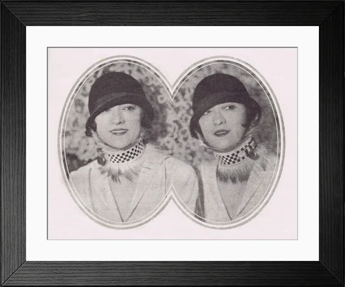 Framed Print : The Dolly Sisters wearing the latest fashion of a dog collar 1924 Date Framed Print : The Dolly Sisters wearing the latest fashion of a dog collar 1924 Date