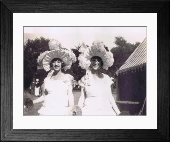 Framed Print : A candid portrait of the Dolly Sisters at a garden party c
