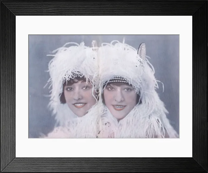 Framed Print : The Dolly Sisters in London, 1921. Wearing their finery for their Pony Trot number in Fun Framed Print : The Dolly Sisters in London, 1921. Wearing their finery for their Pony Trot number in Fun