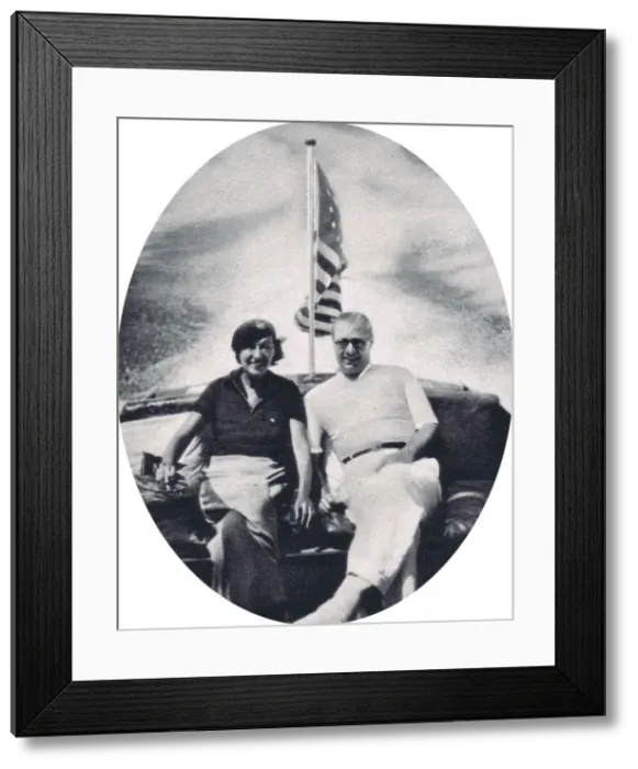 Framed Print : Rosie Dolly and her brother Edward Dolly on her speedboad on the Riviera Framed Print : Rosie Dolly and her brother Edward Dolly on her speedboad on the Riviera