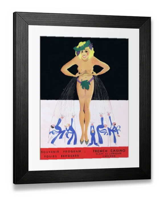 Framed Print : Souvenir programme cover of Revue Folies Bergere at the French Casin, Chicago, 1934 Framed Print : Souvenir programme cover of Revue Folies Bergere at the French Casin, Chicago, 1934