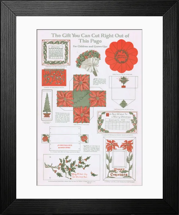 Framed Print : A Christmas Gift paper cut-out Project, 1914 Date: 1914 Framed Print : A Christmas Gift paper cut-out Project, 1914 Date: 1914