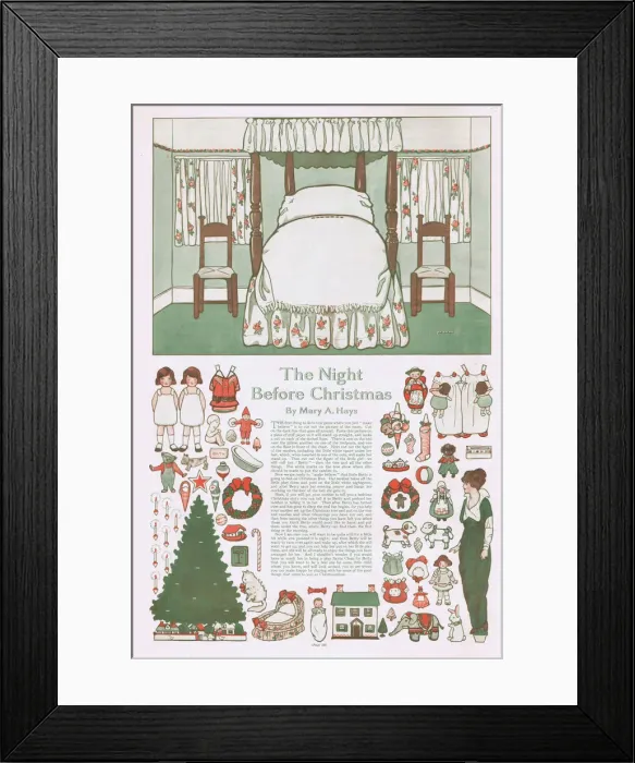 Framed Print : The Night Before Christmas childrens paper cut-out project, 1914 Date: 1914 Framed Print : The Night Before Christmas childrens paper cut-out project, 1914 Date: 1914