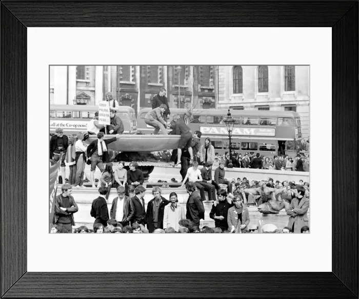 Framed Print : Anti-nuclear demonstration in Trafalgar Square, London. One placard reads: Scrap Polaris Framed Print : Anti-nuclear demonstration in Trafalgar Square, London. One placard reads: Scrap Polaris