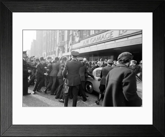 Framed Print : Demonstration outside Gamages department store, Holborn, London Framed Print : Demonstration outside Gamages department store, Holborn, London