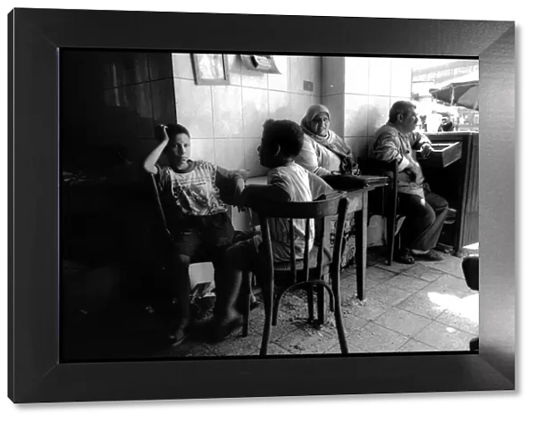 Cafe interior - Alexandria, Egypt. Date: 1980s