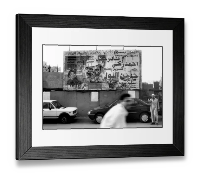 Framed Print : Film poster with blurred figure. Date Framed Print : Film poster with blurred figure. Date