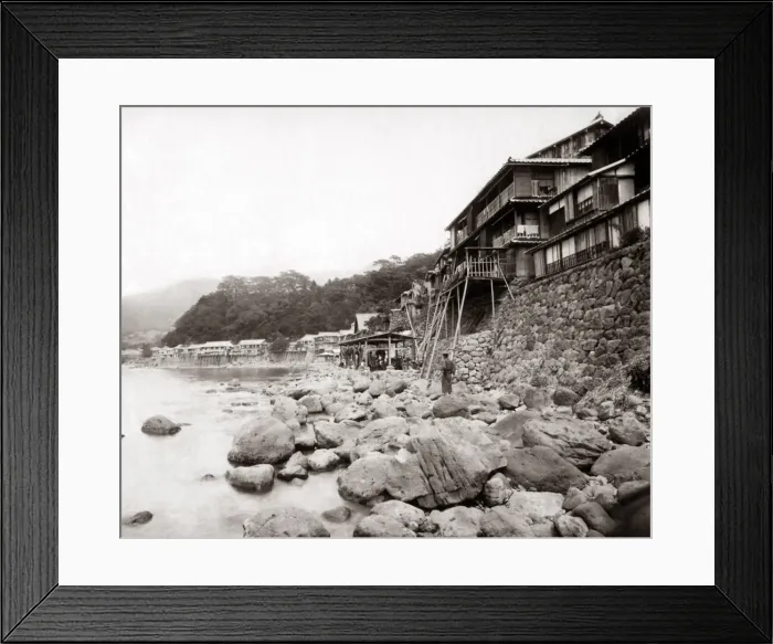 Framed Print : River scene, Obama, Japan circa 1890. Date: circa 1890 Framed Print : River scene, Obama, Japan circa 1890. Date: circa 1890