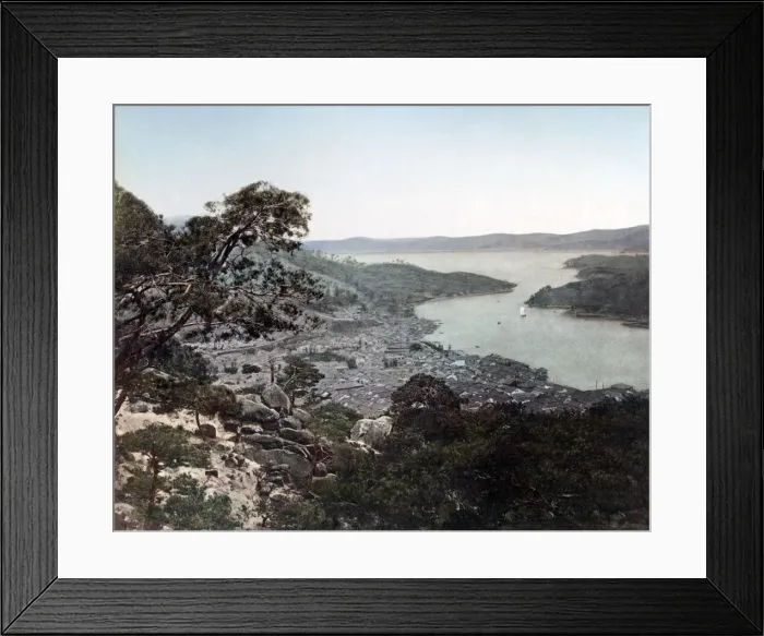 Framed Print : Onomichi and inland sea Japan circa 1880s. Date: circa 1880s Framed Print : Onomichi and inland sea Japan circa 1880s. Date: circa 1880s