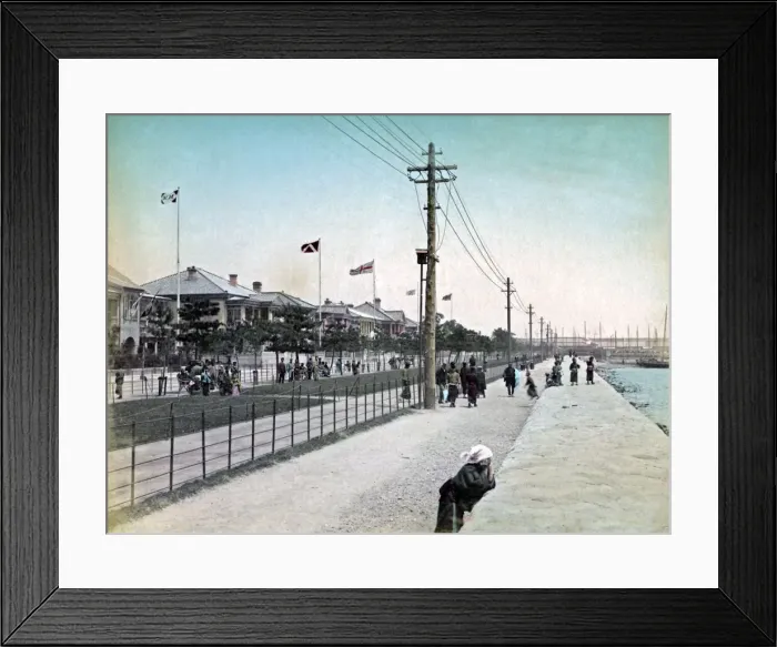 Framed Print : the Bund, Kobe Japan circa 1880s. Date: circa 1880s Framed Print : the Bund, Kobe Japan circa 1880s. Date: circa 1880s