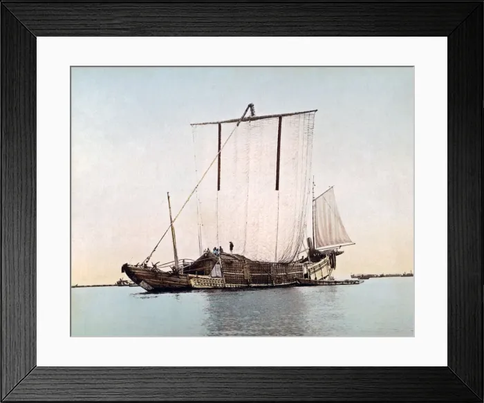 Framed Print : Japanese Junk circa 1880s. Date: circa 1880s Framed Print : Japanese Junk circa 1880s. Date: circa 1880s