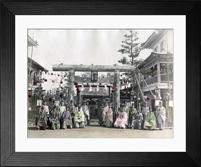 Framed Print : Group of Buddhist priests, Japan, circa 1880s. Date: circa 1880s Framed Print : Group of Buddhist priests, Japan, circa 1880s. Date: circa 1880s