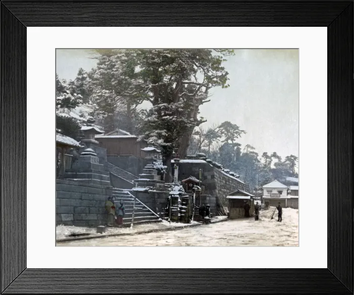 Framed Print : City snow scene, Japan circa irca 1880s. Date: circa 1880s Framed Print : City snow scene, Japan circa irca 1880s. Date: circa 1880s