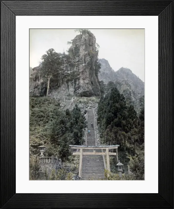Framed Print : Nakanotake Shrine, Mount Myogi, Japan, circa 1880s. Date: circa 1880s Framed Print : Nakanotake Shrine, Mount Myogi, Japan, circa 1880s. Date: circa 1880s