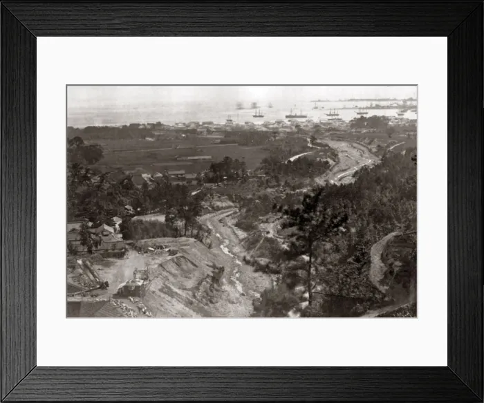 Framed Print : View of Eastern Kobe, Japan, 1870s. Date: 1870s Framed Print : View of Eastern Kobe, Japan, 1870s. Date: 1870s