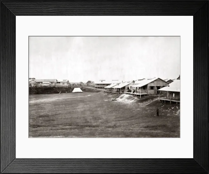 Framed Print : British Garrison Parade Ground, The Bluff, Yokohama, Japan 1870s. Date: 1870s Framed Print : British Garrison Parade Ground, The Bluff, Yokohama, Japan 1870s. Date: 1870s