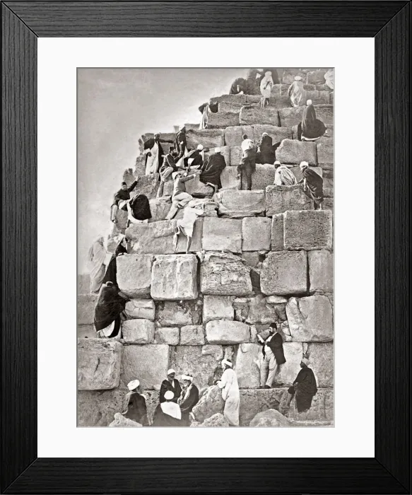 Framed Print : Climbing The Great Pyramid, Egypt, circa 1880s. Date: circa 1880s Framed Print : Climbing The Great Pyramid, Egypt, circa 1880s. Date: circa 1880s