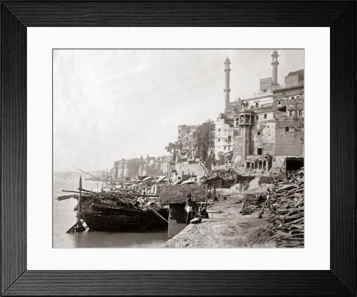 Framed Print : River Ganges and ghats, Varanasi, Benares, India circa 1880s. Date: circa 1880s Framed Print : River Ganges and ghats, Varanasi, Benares, India circa 1880s. Date: circa 1880s