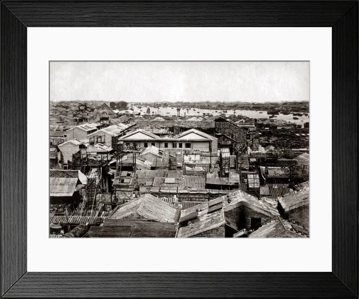 Framed Print : Rooftop view, probably Canton (Guangzhou) China, circa 1880s. Date: circa 1880s Framed Print : Rooftop view, probably Canton (Guangzhou) China, circa 1880s. Date: circa 1880s