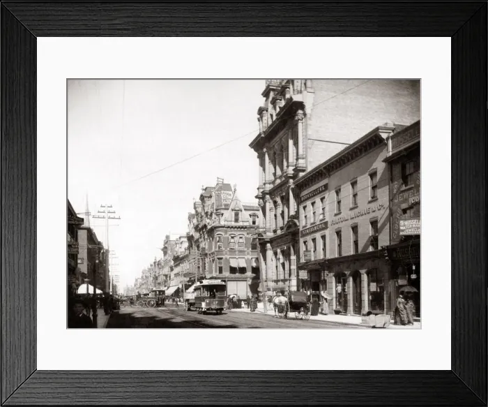 Framed Print : Corner of King and Yonge Streets, Toronto, Canada, circa 1900. Date: circa 1900 Framed Print : Corner of King and Yonge Streets, Toronto, Canada, circa 1900. Date: circa 1900