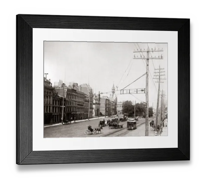 Framed Print : King Street, Hamilton, Ontario, Canada, circa 1900. Date: circa 1900 Framed Print : King Street, Hamilton, Ontario, Canada, circa 1900. Date: circa 1900