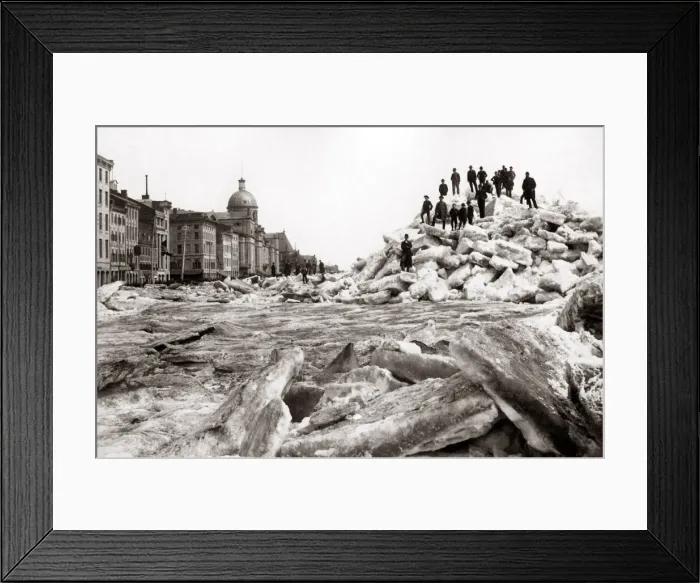 Framed Print : Ice Shove, Montreal Harbour, Canada circa 1890. Date: circa 1890 Framed Print : Ice Shove, Montreal Harbour, Canada circa 1890. Date: circa 1890