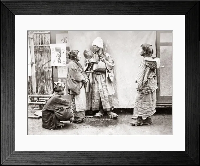 Framed Print : Fortune tellers, Japan, circa 1870s. Date: circa 1870s Framed Print : Fortune tellers, Japan, circa 1870s. Date: circa 1870s