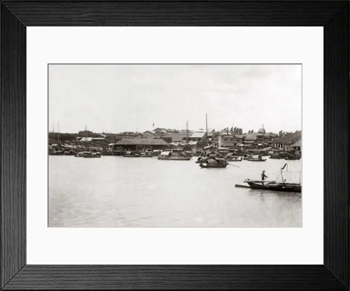 Framed Print : Waterfront view, Canton (Guangzhou) China, circa 1890s. Date: circa 1890s Framed Print : Waterfront view, Canton (Guangzhou) China, circa 1890s. Date: circa 1890s