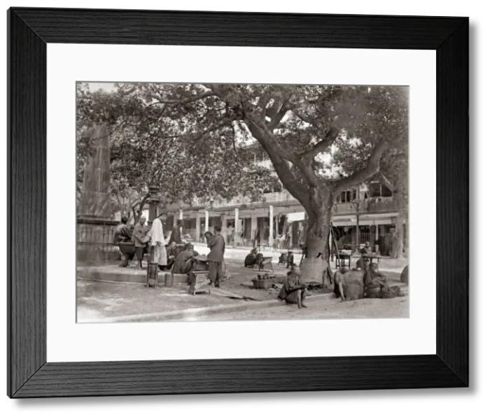 Framed Print : Steet scene, Hong Kong, circa 1890s. Date: circa 1890s Framed Print : Steet scene, Hong Kong, circa 1890s. Date: circa 1890s