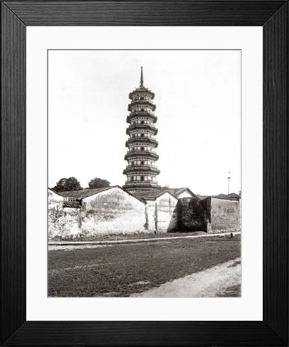 Framed Print : Flowery Pagoda Canton, Gunagzhou, China, circa 1890s. Date: circa 1890s Framed Print : Flowery Pagoda Canton, Gunagzhou, China, circa 1890s. Date: circa 1890s