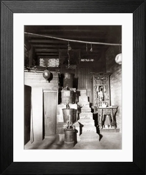 Framed Print : Water clock, Canton (Guangzhou) China, circa 1890s. Date: circa 1890s Framed Print : Water clock, Canton (Guangzhou) China, circa 1890s. Date: circa 1890s